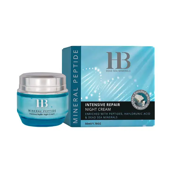 Нічний крем 40+ Health and Beauty для інтенсивного відновлення шкіри з пептидами, гіалуроновою кислотою та мінералами Мертвого моря, 50мл (7290017824314)