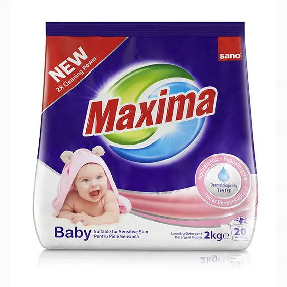 Пральний порошок Sano Maxima Baby для дитячого одягу та людей з чутливою шкірою 2 кг (7290102991341)