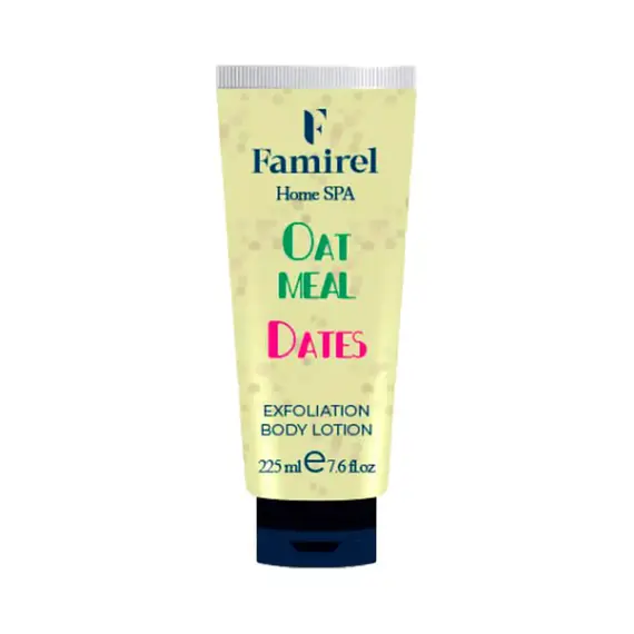 Відлущувальний пілінг-лосьйон для тіла "Oatmeal & Dates" Famirel Home Spa Body Lotion, 225 мл, изображение 3