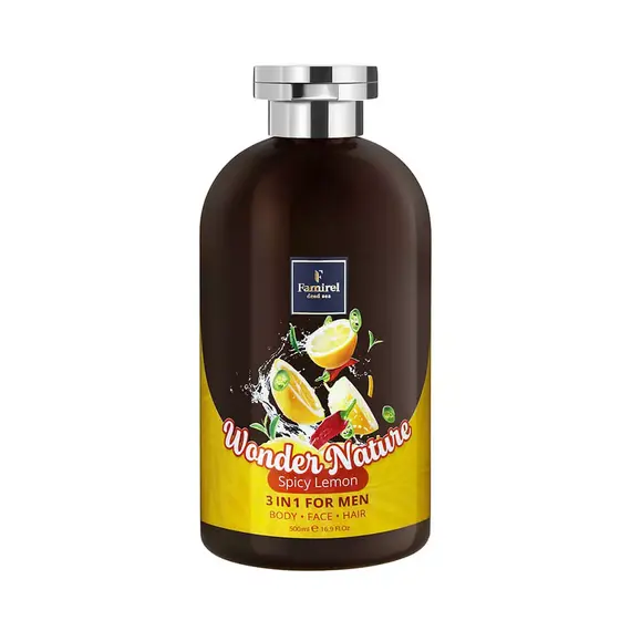 Гель для душу для чоловіків 3 в 1 Famirel Spicy Lemon Wonder Nature Shower Gel 3 In 1, 500 мл