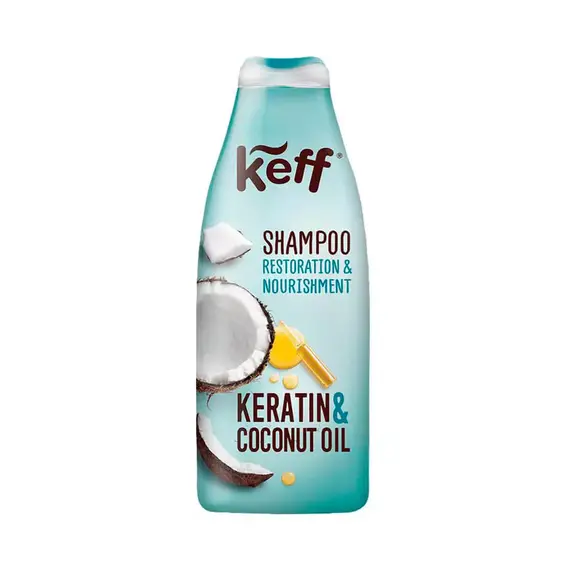 Шампунь для ослабленого та ламкого волосся Keff Keratin, Coconut oil з кератином і кокосовою олією, 500 мл (7290102995042)