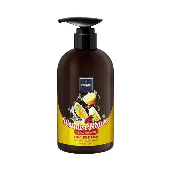 Гель для душу для чоловіків 3 в 1 Famirel Spicy Lemon Wonder Nature Shower Gel 3 In 1, 500 мл